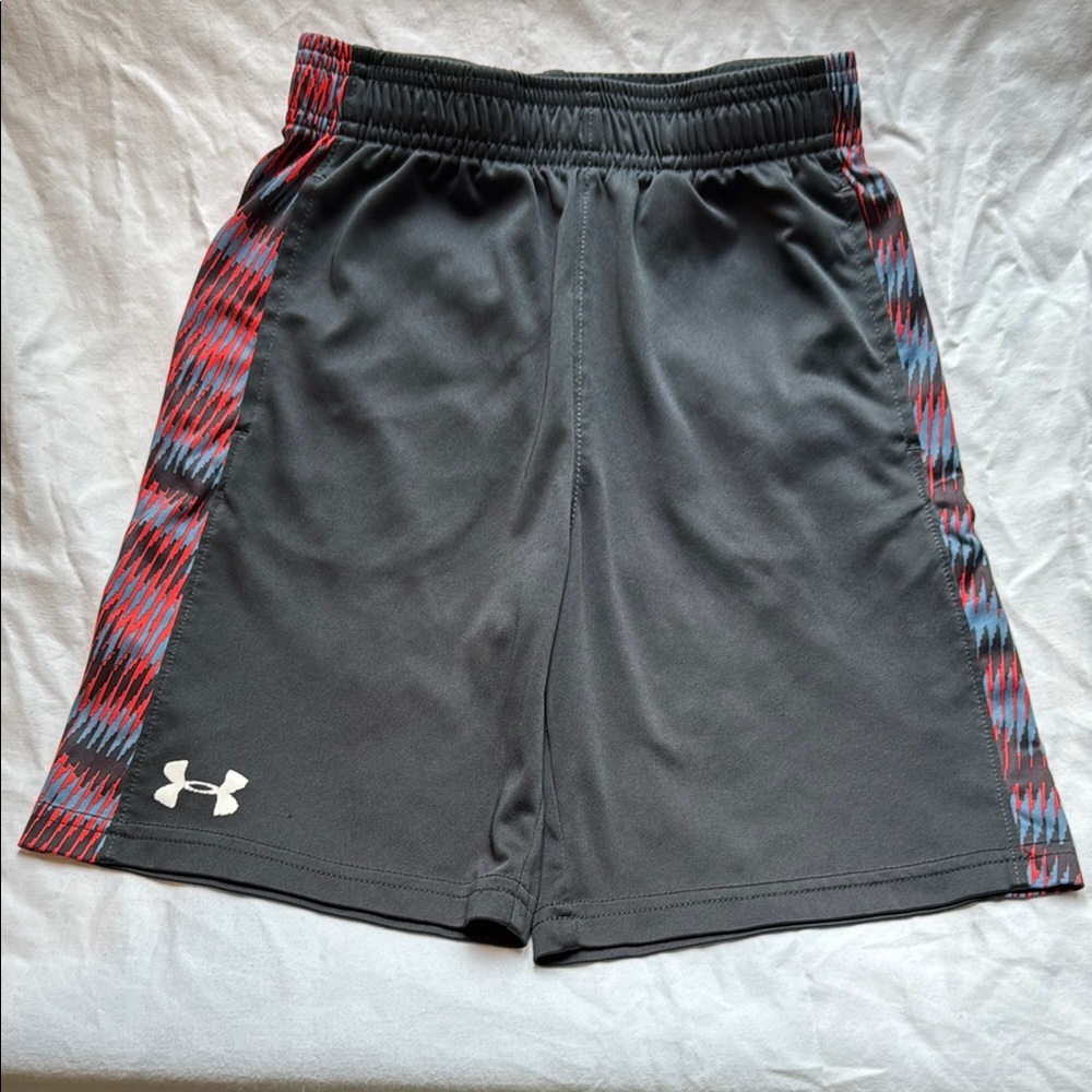 Under Armour Gray and Red Athletic Shorts Lightweight Moisture-Wicking
